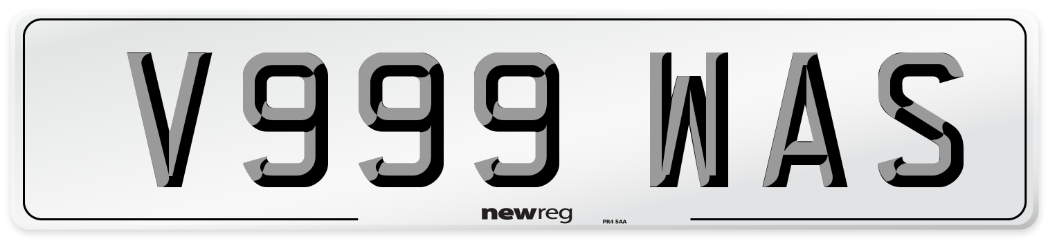 V999 WAS Number Plate from New Reg